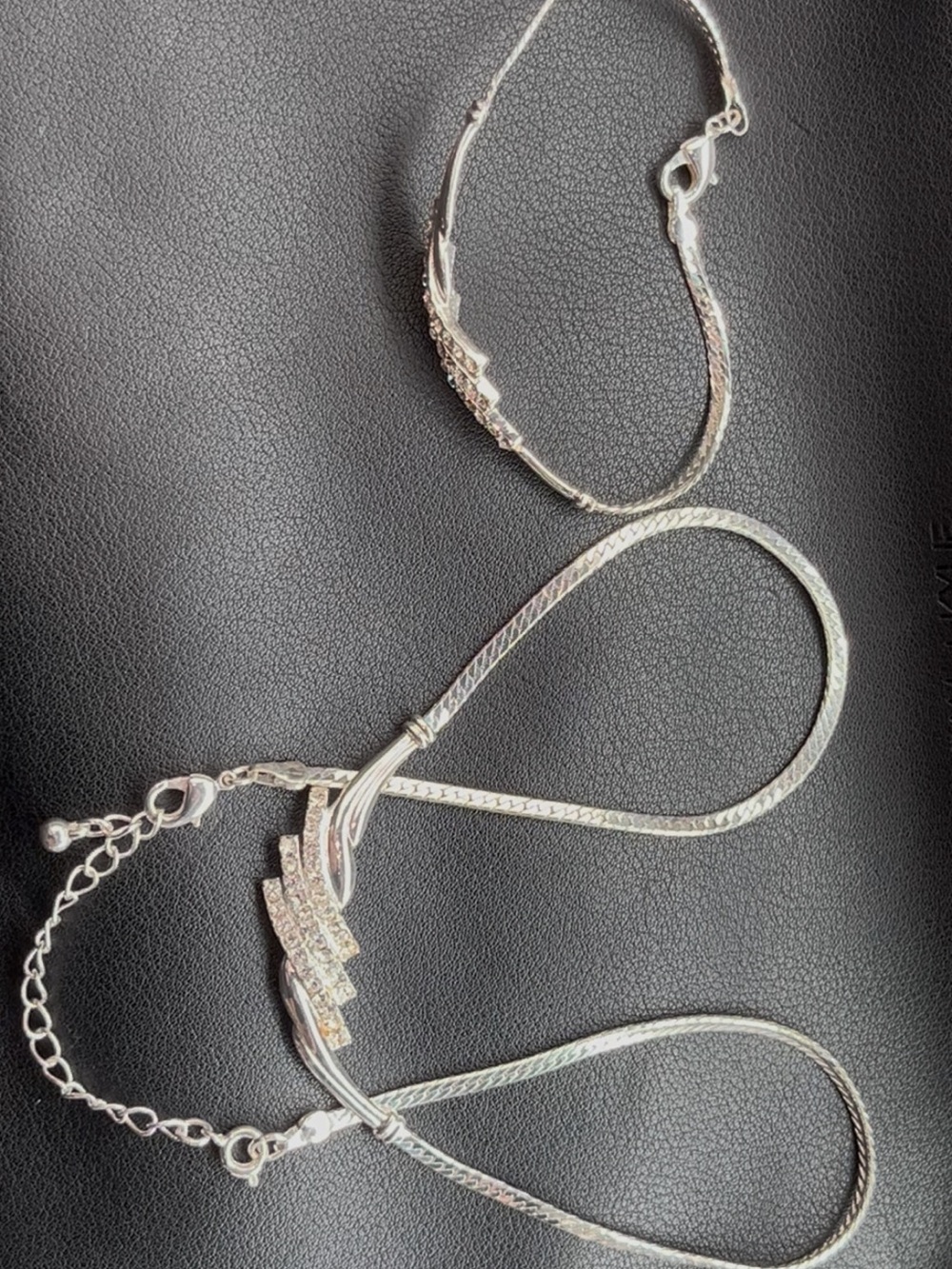 Vintage Avon NR Nina Ricci Silver-Tone Bracelet and Necklace Set